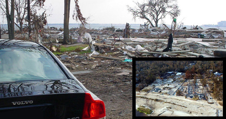 Decimated Apartment Complexes on Front Beach in Ocean Springs, Mississippi