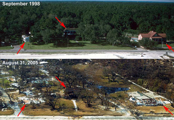 Waveland, Mississippi Before and After Katrina