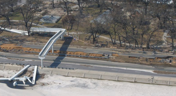 Wrecked Highway 90 in Gulfport and Bay St. Louis After Katrina