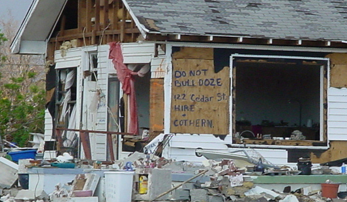 Hurricane Katrina Biloxi - A Wrecked Business on Cedar Street in East Biloxi, Mississippi