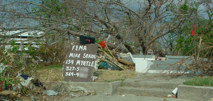 Obliterated Home Behind Point Cadet Plaza in Biloxi, Mississippi