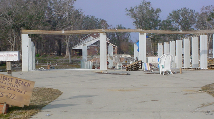 Decimated Ederer House on East Beach Ocean Springs, Mississippi