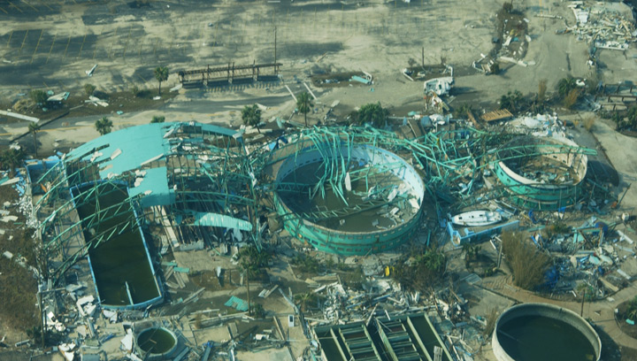 Remains of the Marine Life Aquarium in Gulfport, Mississippi After Katrina