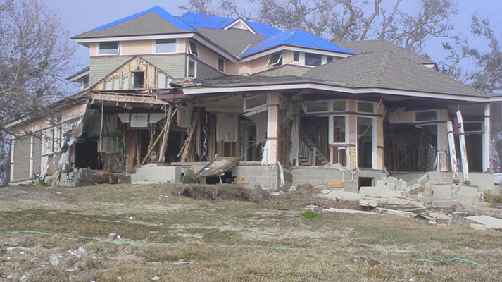 Wrecked Home on East Beach in Ocean Springs, Mississippi