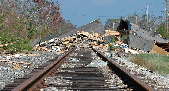 Crushed Boat in the Harbor After Katrina